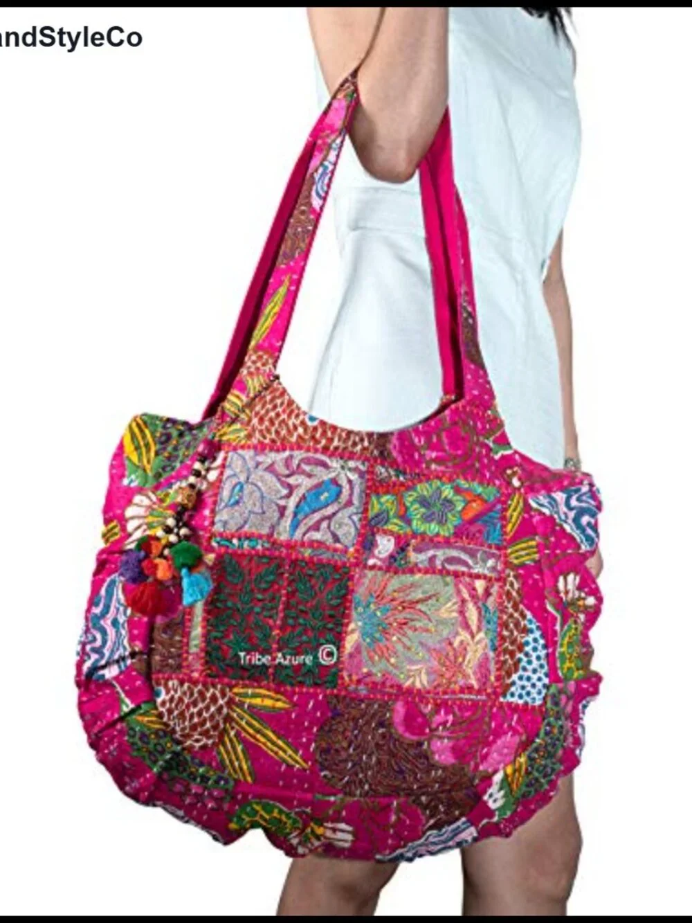 Handmade Cotton Quilted Hobo Shoulder Bag Laptop Tote